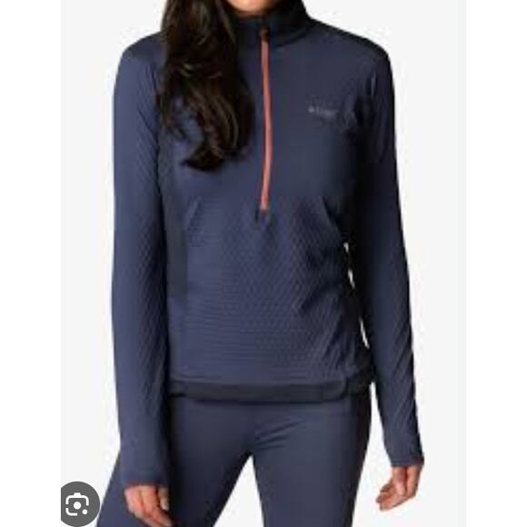 COLUMBIA Titan Pass Helix 1/4 Zip Technical Pullover Blue Black Women's LARGE - Picture 1 of 11